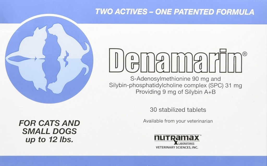 小狗和猫的Denamarin肝脏健康补充剂 -- -- 配有S-Adenosylmethionine(SAMe)和Silybin,30块