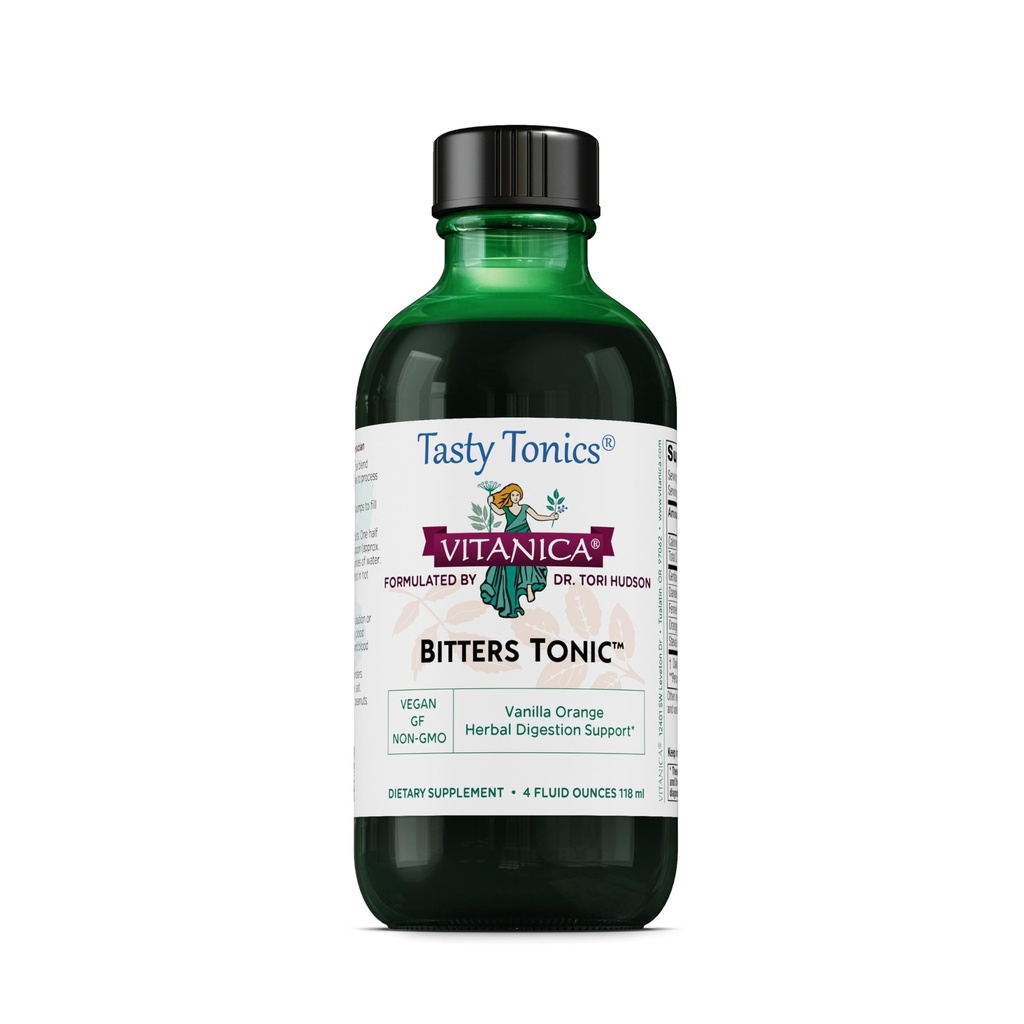 Vitanica Bitters Tonic, 液体文摘增刊, 文摘支持, 无酒精, 香草橙, Vegan, 4 Ounce (Bitters Tonic)