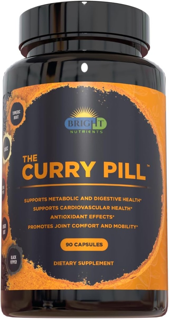 Curry Pill -- -- 90份饮食补充品,配有高胆量的涡轮、大蒜、姜、卡延和黑辣椒