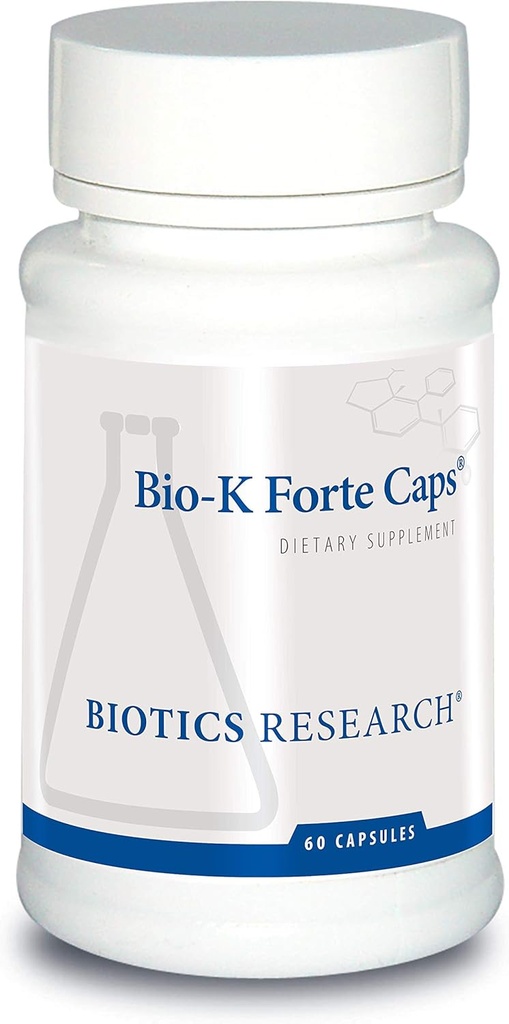 生物研究 Bio K Forte Caps Vitamin K 作为 menaquinone 7, Plannadione, 与 K1 & MK 7 的结合, 比例为 1:10. 高可能性维生素K,含SOD和Catalasase 60 Capsules