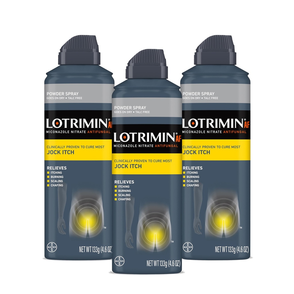 Lotrimin AF Jock Itch 粉末喷雾器,Miconazole Nitrate 2% - 对大多数痒的治疗,4.6 Ounces(133格拉姆)喷雾罐(第3包)