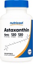 Nutricost Astaxanthin 4mg, Gluten Free and Not-GMO, 120 Softgels (4个月供应量)