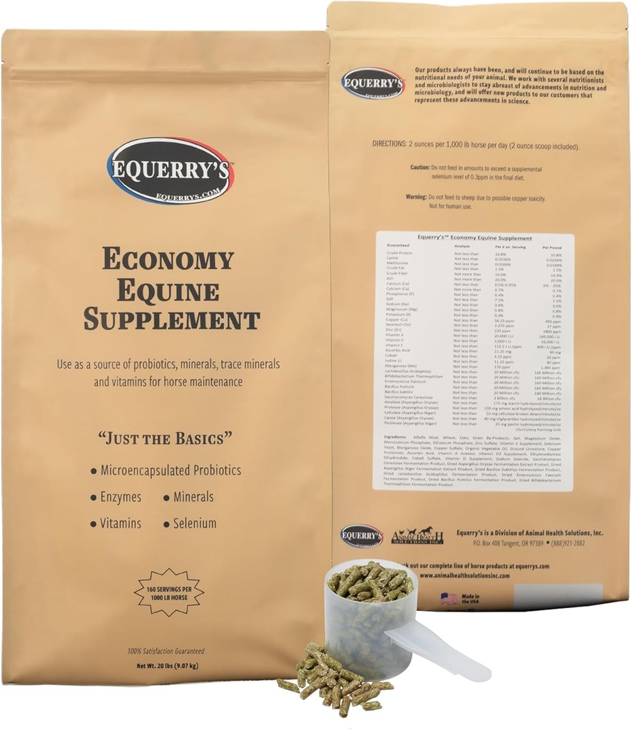 Equery's Economic Equine Supplement - 马的Probiotics - 马的补品 - 马的维生素和矿物 配酶和硒,20lb