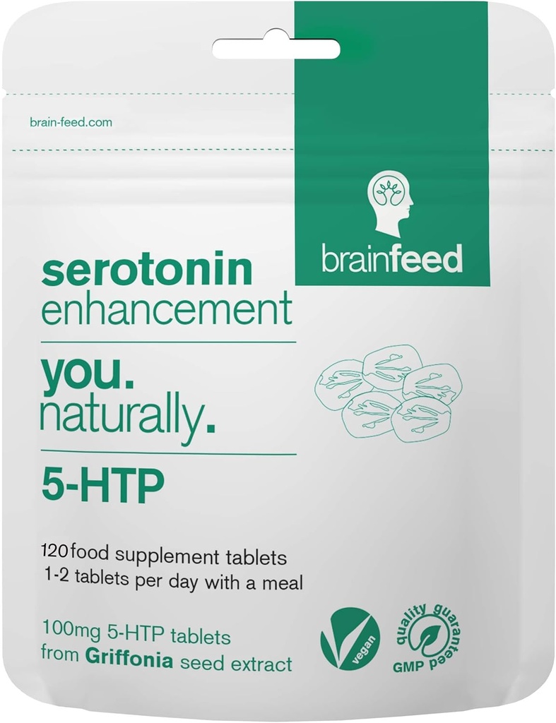 血清素补充剂(120) = 1-日血清素 Mood支持 = 5HTP 100mg Per Tablet from Griffonia种子提取 = 天然血清素助剂 3个月供应