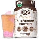 KOS Vegan 蛋白质 蛋白质 Erythritol 免费,巧克力 - 有机 Pea 蛋白质混合剂,维生素和矿物的植物基超食品富含物 - Keto, 乳品免费 - 妇女和男子食品替代品,28种服务