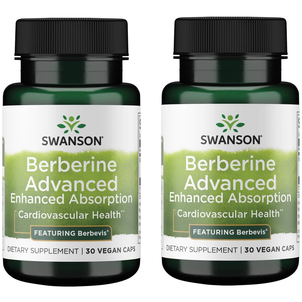 Swanson Berberine 高级强化吸收 - 装配Berbevis 550 mg 30 Veg Caps(2 Pack)