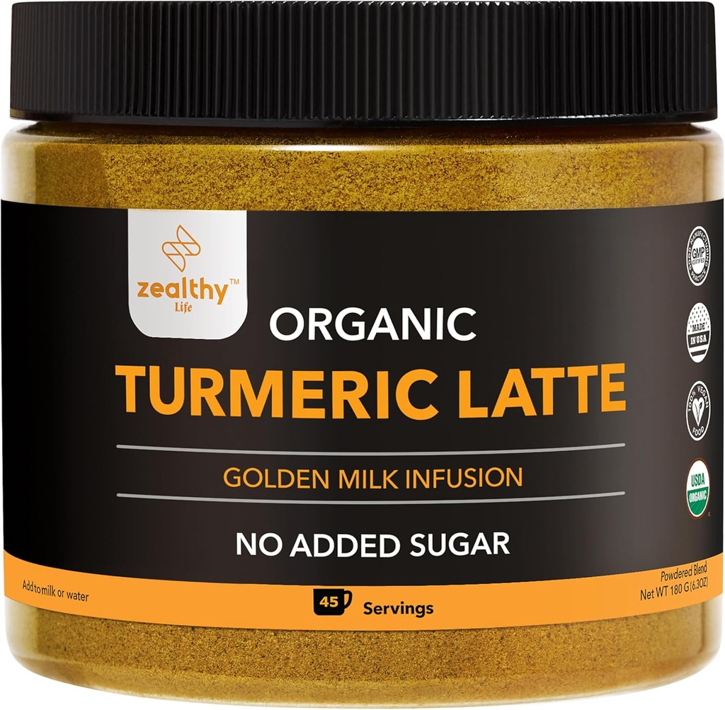 有机铁拉铁粉(Organic Turmeric Latte Powder) – USDA认证,无添加糖图尔克配料 锡兰肉桂,泽西生活,45种服务