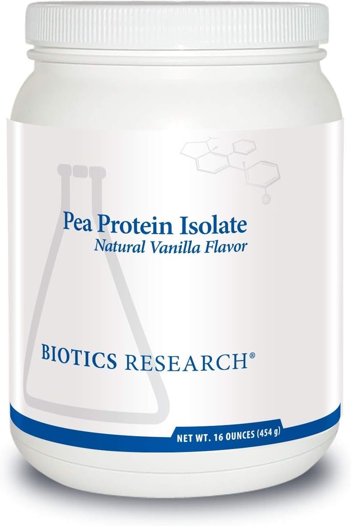 生物学研究 Pea 蛋白质隔离 天然香草火焰, 易与水或汁混合, Premium Pea 蛋白质, 21克 清洁蛋白/ 16 Ounces