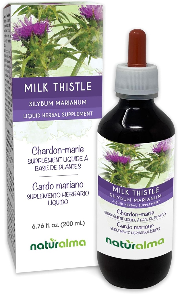 Naturalma Milk Thetle (Silibum marianum) 水果和草药无酒精丁香 - 6.76 fl oz 液体滴水提取 - 草药补充 - Vegan
