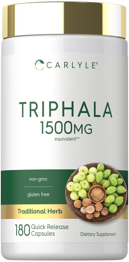 Carlyle Triphala Capsules 1500mg = 180 Counter = 草药补充剂 = + 非 GMO 和 Gluten Free