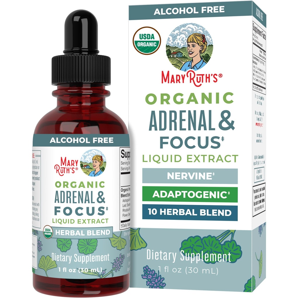 MaryRuth Organizations - USDA 成人有机大脑 Nootropic 补充品 Ginkgo Biloba & Astragalus + 聚焦与肾上腺支持 + 大脑与记忆滴入 + 维加恩 + 非GMO + Gluten Free + 30 服务者