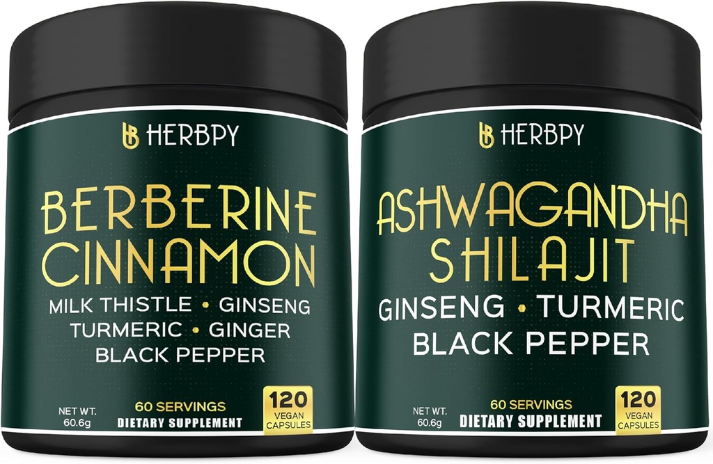 Bundle 7in1 Berberine HCl & 5in1 Ashwagandha Shilajit 补编