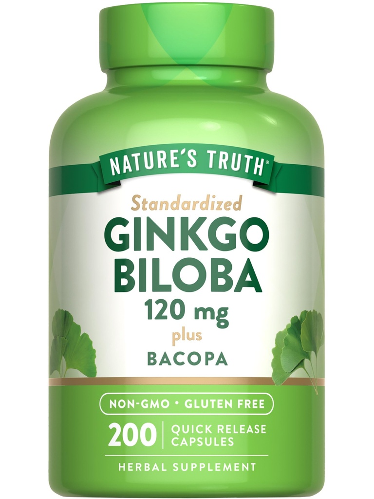 大自然的真理 Ginkgo Biloba 120 mg + bacopa + 200 快速发布 Capsules + 标准化摘录 + NO-GMO 和 Gluten 免费补编