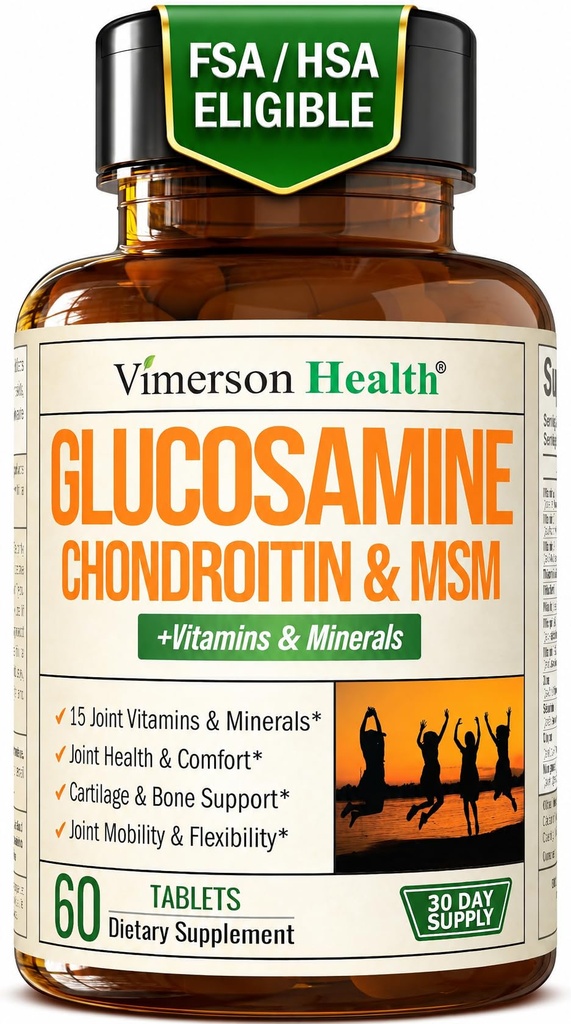 Glucosamine Chondroitin MSM – Advanced Joint Supplements for Women and Men w/Multivitamins & Minerals - Glucosamine Sulfate 1000mg, Chondroitin Sulfate & MSM for Cartilage & Joint Support – 60 Tabs