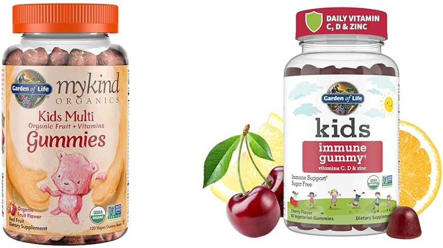 生活有机园 儿童 Gummy 维生素 - 水果 - 经认证的有机,非GMO & Vegan & Kids Immune 支持用维生素C, D作为D3 & Zinc的Gummys