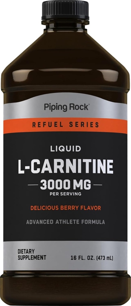 Pipping Rock L-Carnitine Liquid + 3000mg + Berry Flavor + 高级运动员公式 + 燃料系列 + 补充 → 非 GMO, Gluten Free