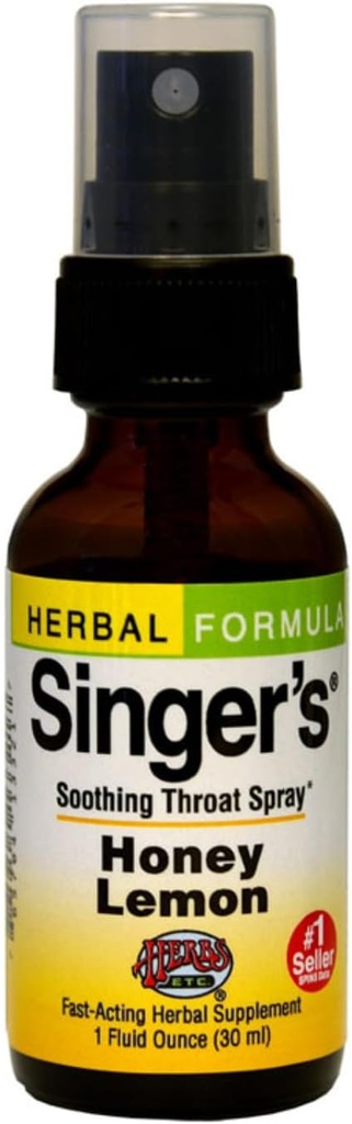 Herbs Etc. Singer's Saving Grace Honey Lemon – 喉咙安慰的草药补救措施 – 舒畅,水利支持 licorice – 基于酒精 – 1 fl oz(75 services)