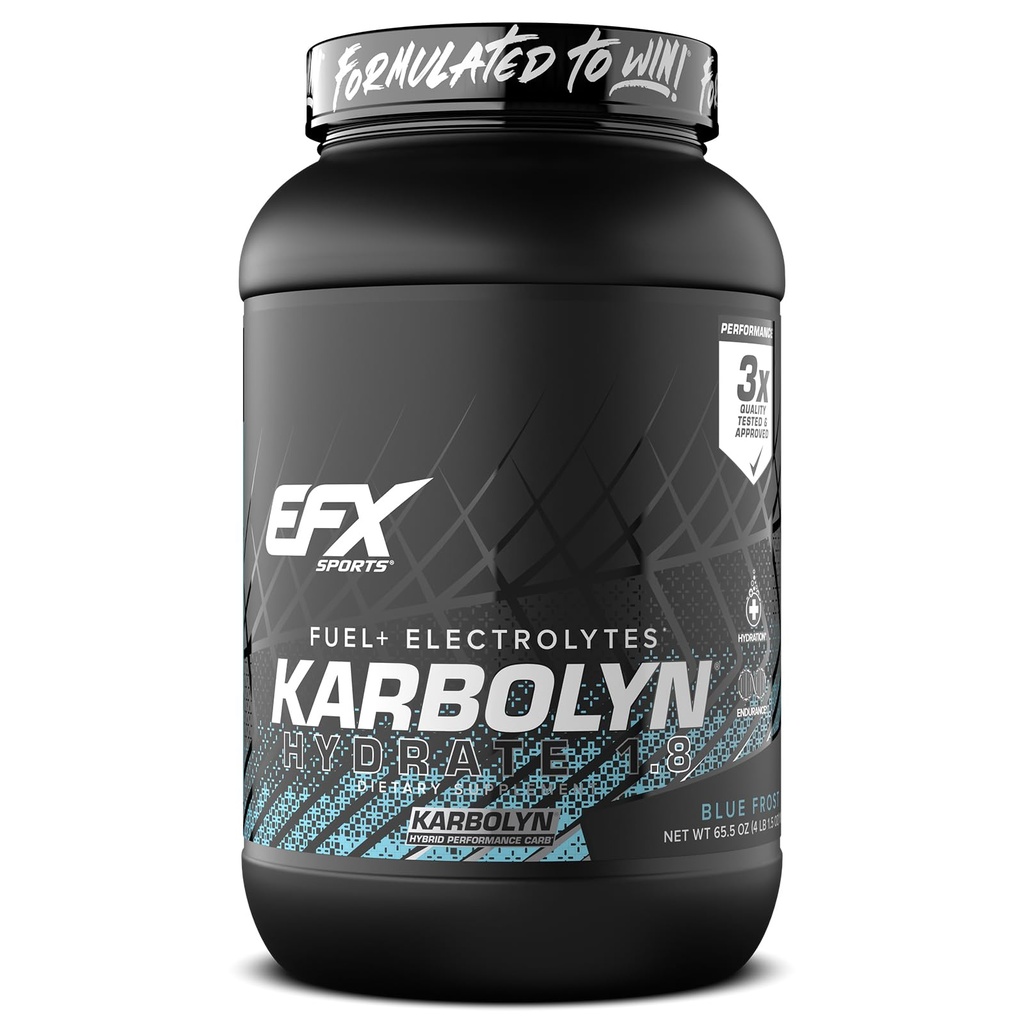EFX体育 Karbolyn Hydrate + Carbohydrate Powder + Electrolytes + 糖自由体育 饮用 Mix + 燃料与水利 → 兴奋剂自由 → → 66 服务(蓝霜)