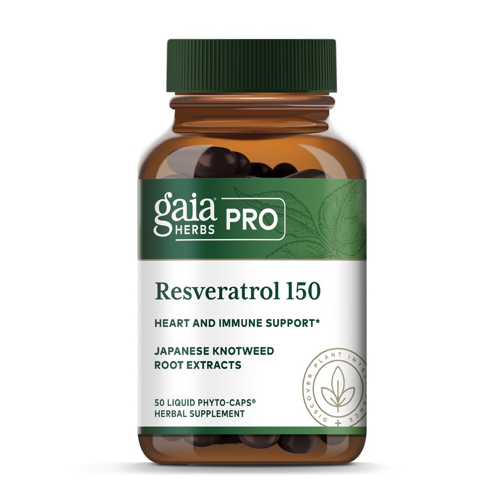 GAIA HERBS PRO Resveratrol 150 - 提供心脏健康和免疫支持 - 包含日本 Knotweed - Vegan, Soy-Free & Gluten-Free - 50 液态植物帽(25种服务)