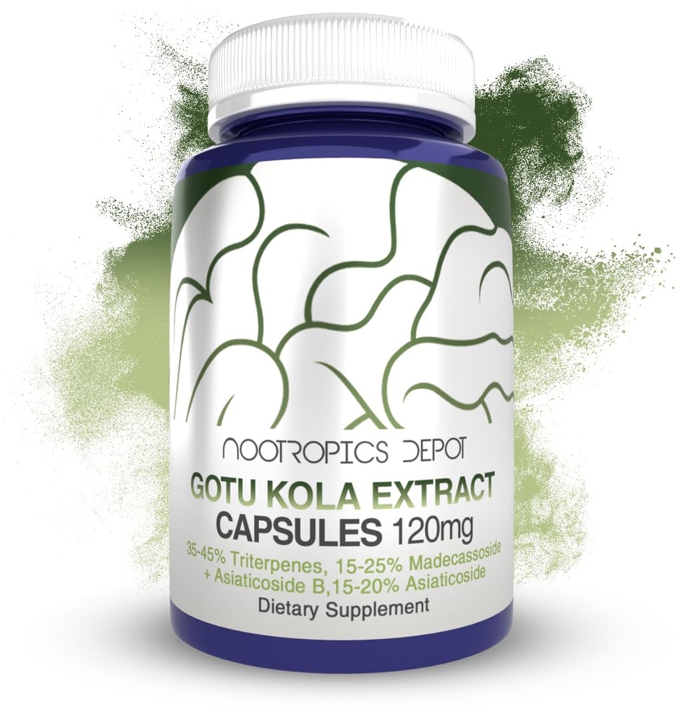 (原始内容存档于2018-09-21) (英语). Dotropoctics Depot Gotu Kola Explain Capsules | 120 mg | 90 Count |酸阻力 | Centella asiatica | 35-45% 三叠纪支持健康应激水平 | 促进记忆增强