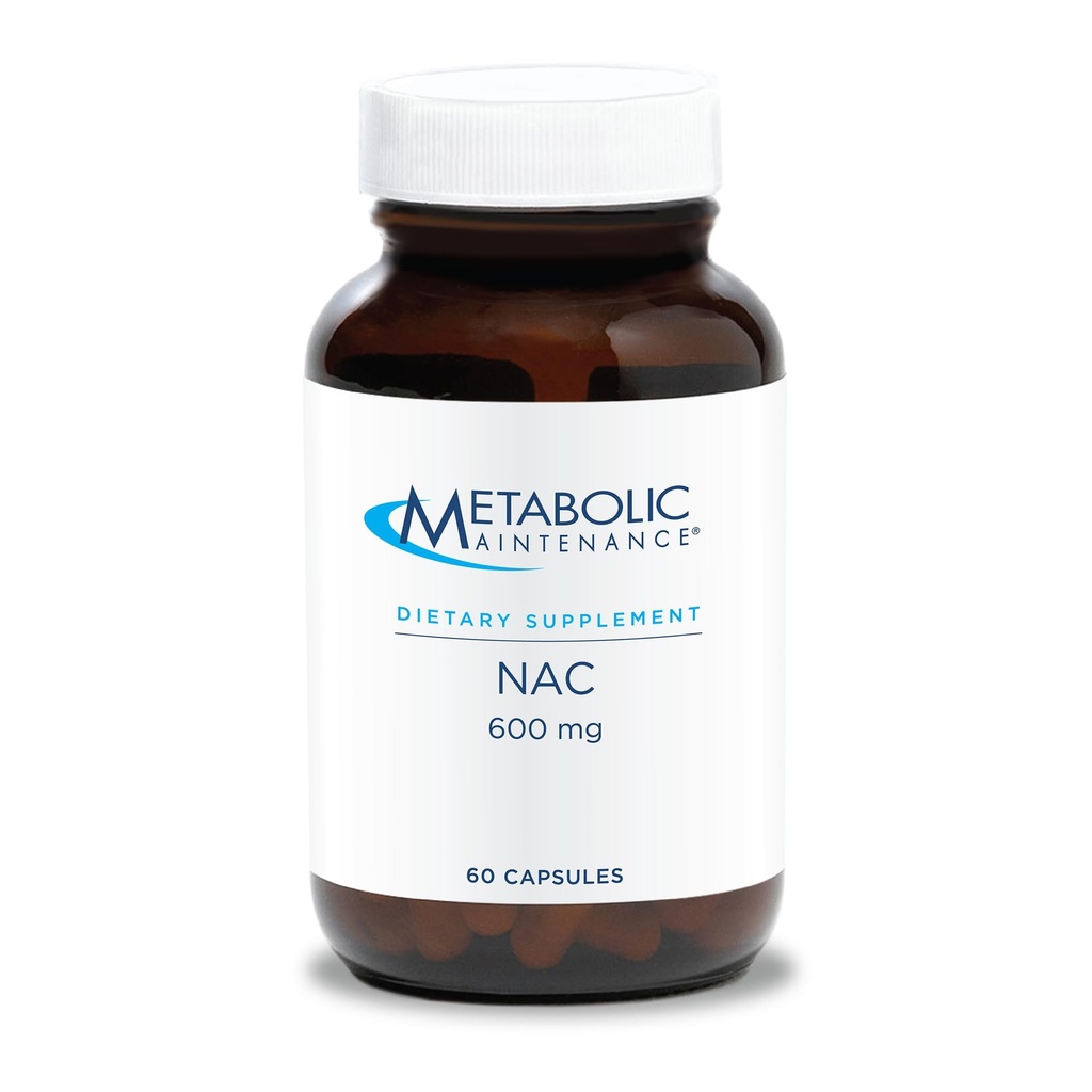 代谢维持 NAC 600 mg Capsules - N-乙酰Cysteine 600 mg 肝脏和免疫支持补充剂 - 男女抗氧化剂防御 50+ - 60 Capsules
