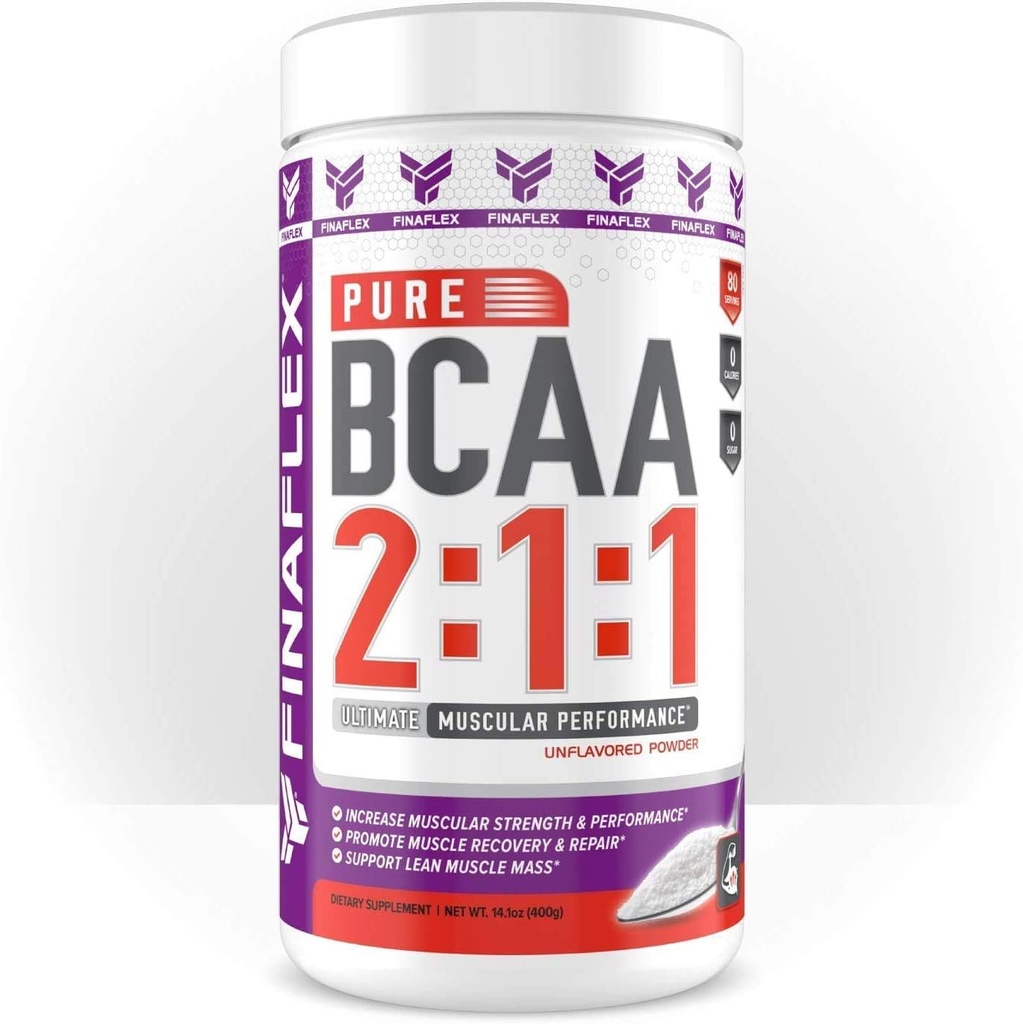 FINAFLEX 纯BCAA 2:1:1, 不受欢迎的 - 14.1 oz - 促进力量、恢复和性能 - 2:1:1 莱辛、Isoleucine和Valine +维生素C的比例 - 80