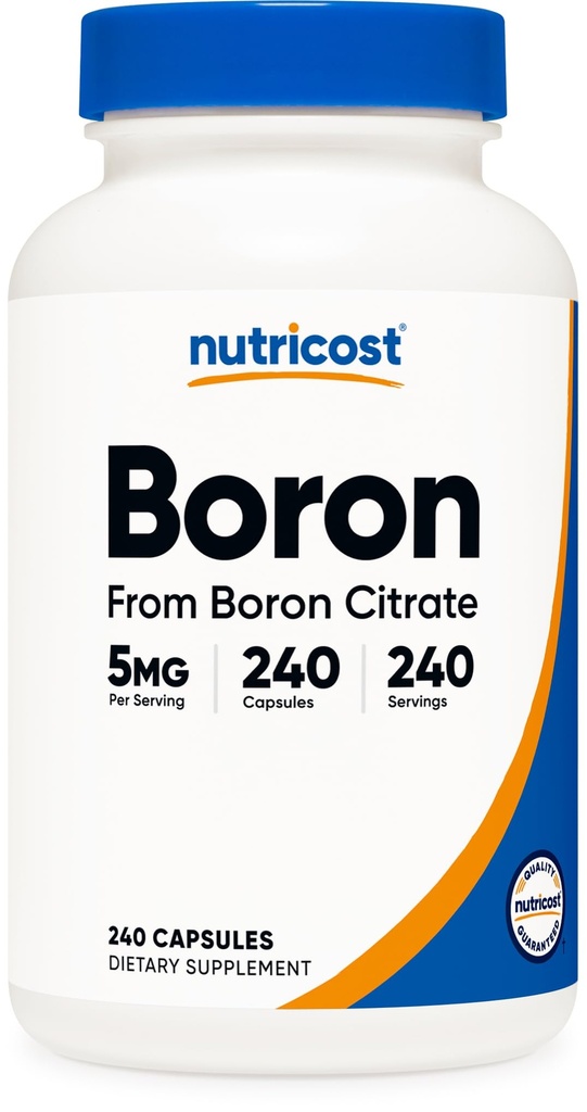 营养成本 Boron Capsules 5mg, 240 蔬菜 Capsules - Gluten 免费和非GMO