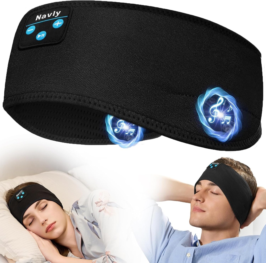 Navly睡眠耳机,10Hrs运动耳机头带柔软舒适耳机舒适,耳机头带Ultra-Thin HD Stereo Speakers Perfect for Workout,Running,Yoga,Travel