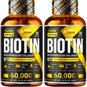 PURE Research Biotin & Collagen 60,000mcg 毛发生长液滴,支持:强钉,光泽皮肤,健康毛发生长,比卡普尔斯和药丸吸收更多(4Fl Oz)