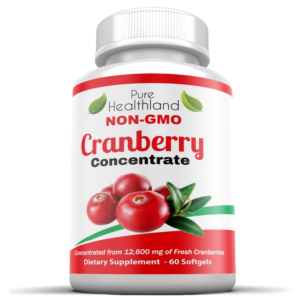 非GMO Cranberry从12,600mg - 三强软胶 - 方便吞咽药丸供男女使用,1瓶