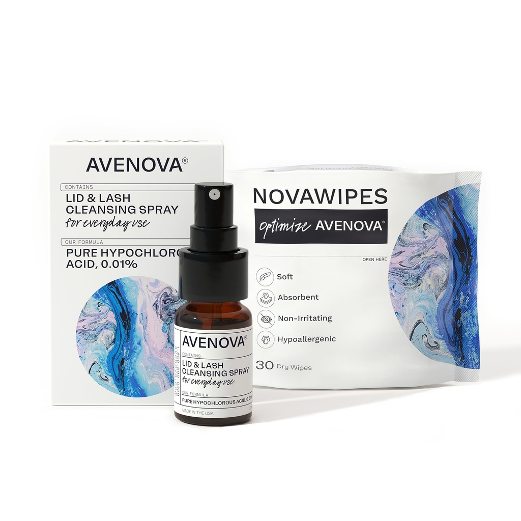 Avenova 眼皮和眼皮 清洁器 含30个干擦剂喷洒器 -- -- 每日温和的伪氯酸液和拉什清洁剂喷洒器,20mL