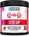 周立特 Up - 非兴奋剂粉,Nitric Oxide Stim Free Supplement for Men & Women, Cafeine Free Boost, Clean Formula - Berry Lemonade Flavor, 7.5 oz Jar (30 Scoops) (英语).