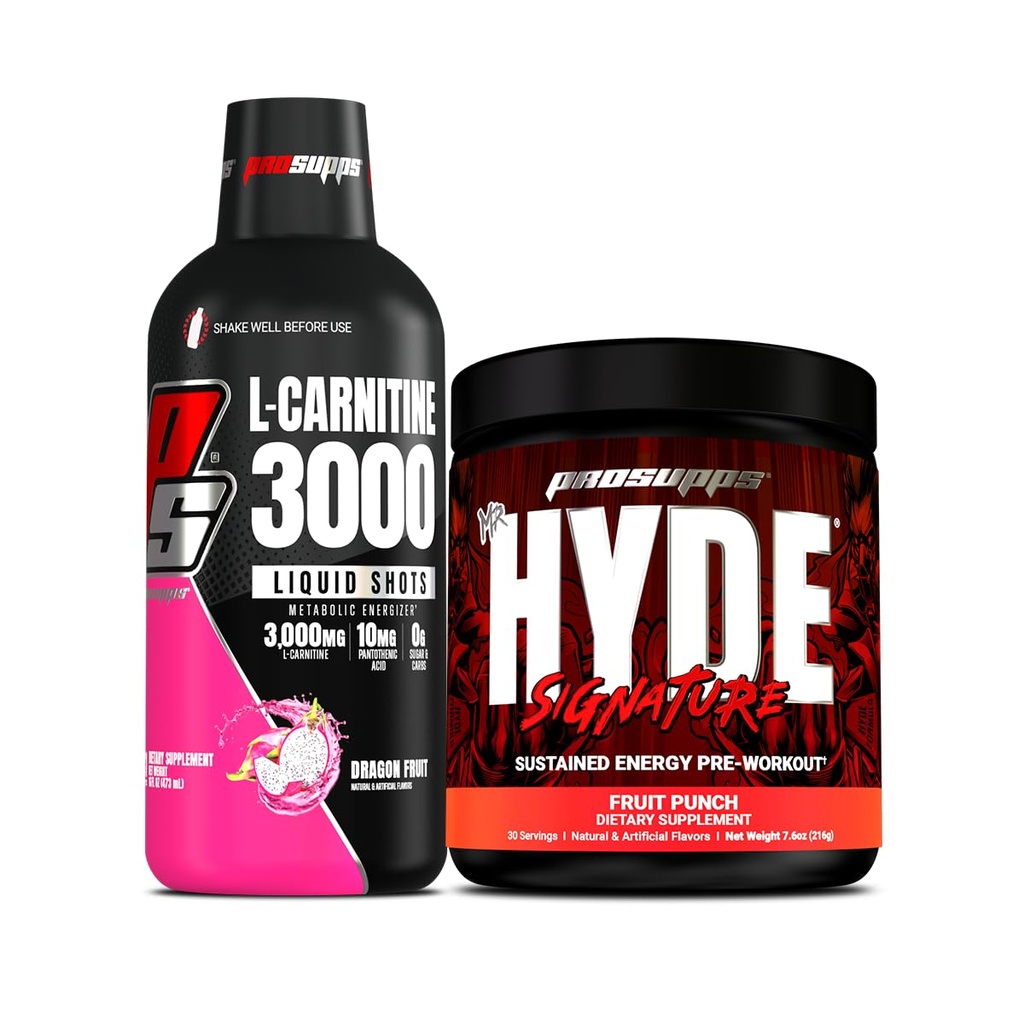 PROSUPS L-Carnitine 3000 无兴奋剂液体射击(Dragon水果)和Hyde先生签名系列