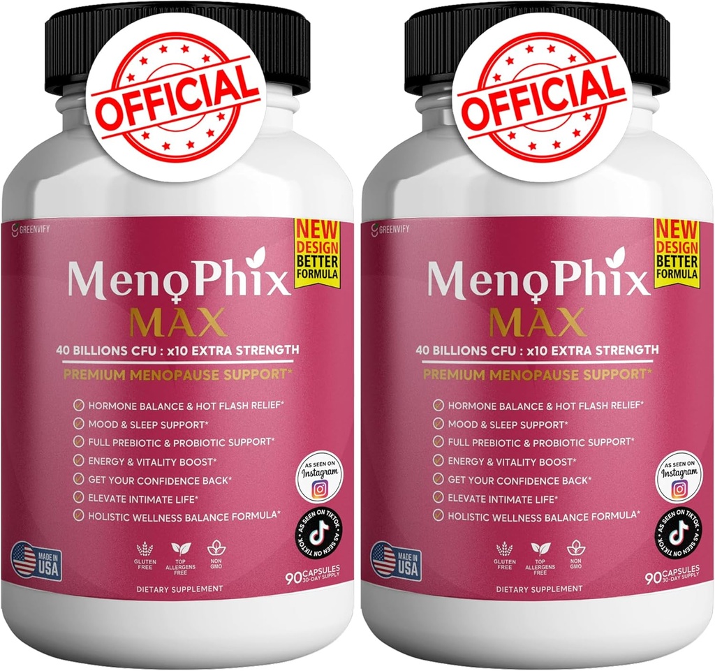 MenoPhix Max Premium Menopause 支持补编,40亿 CPU, 额外力量, 180 卡普尔(2)
