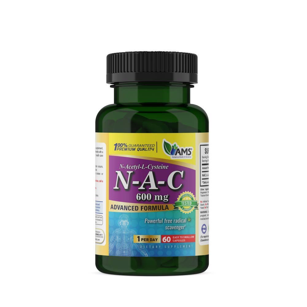 美国医学和科学 NAC 600mg – NAC 补充肺健康和免疫支持,肝脏支持和抗氧化剂 N-乙酰-Cysteine – 60 Capsules (Pack of 1).