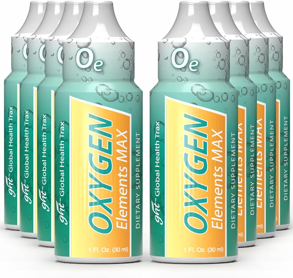 GHT - 氧元素 Max 液氧 滴入 1 Ounce 瓶中, 便携式补充剂 - Bolster 耐力和 Stamina, 清洁电池 (8 Pack)