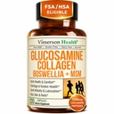 Glucosamine Chondroitin MSM 配有水解的Collagen Peptides - 配有Quercetin、Bromelain & Boswellia 提取剂的联合支持补充剂 - 毛皮钉的Collagen药 - FSA 配有120盖