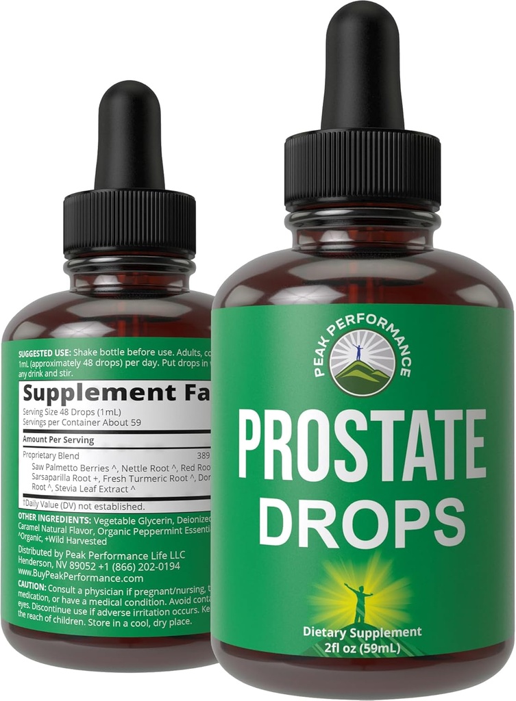 男性健康前列腺支助补助。 Vegan Kosher 前列腺健康液体与有机锯帕梅托、内特尔、涡轮、胡椒薄荷、野生沙拉帕利亚+红根