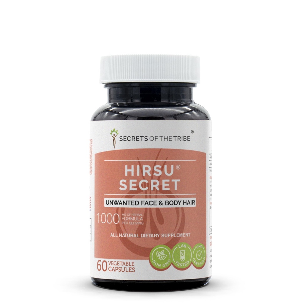 Hirsu Secret 60 Capsules, 1 000 mg, Saw Palmetto, Black Cohosh, Vitex, Spearmint, Lavender, Green Tea. 无欲面部和身体发型(60 Capsules) 互联网档案馆的存檔,存档日期2013-12-21.