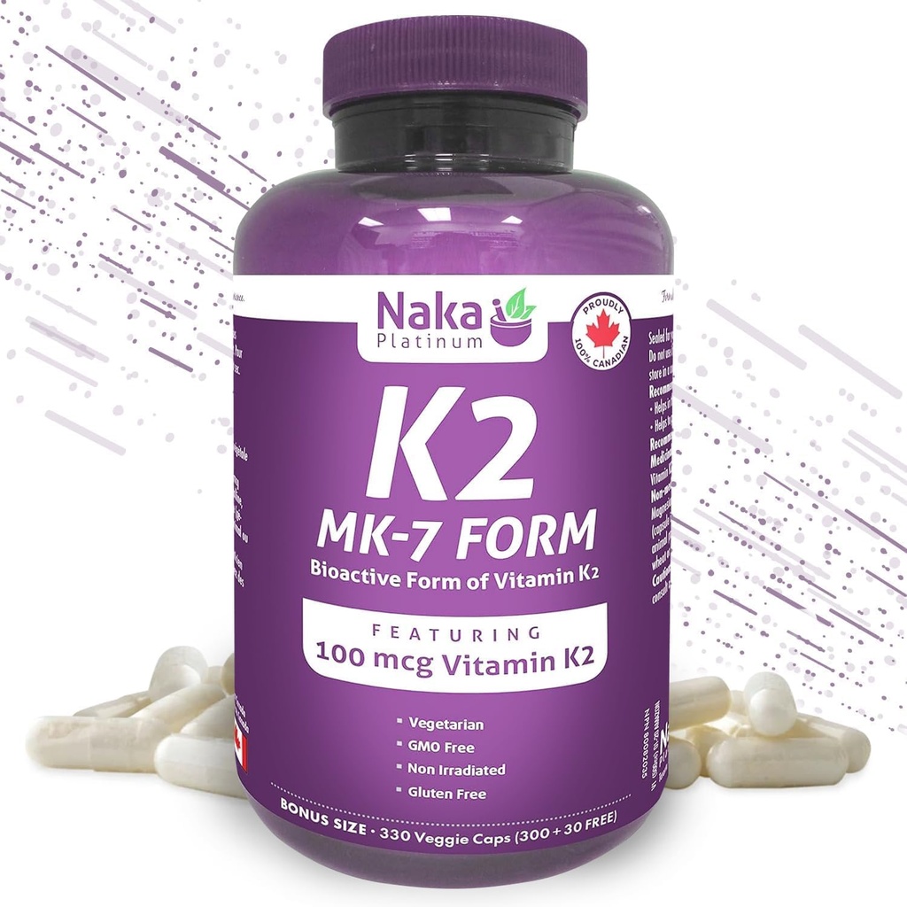 K2 MK-7 330, 中白金 K2(MK-7形式) 330 Veggie Caps - 专属大小: 300 + 30 Free, 330 Count