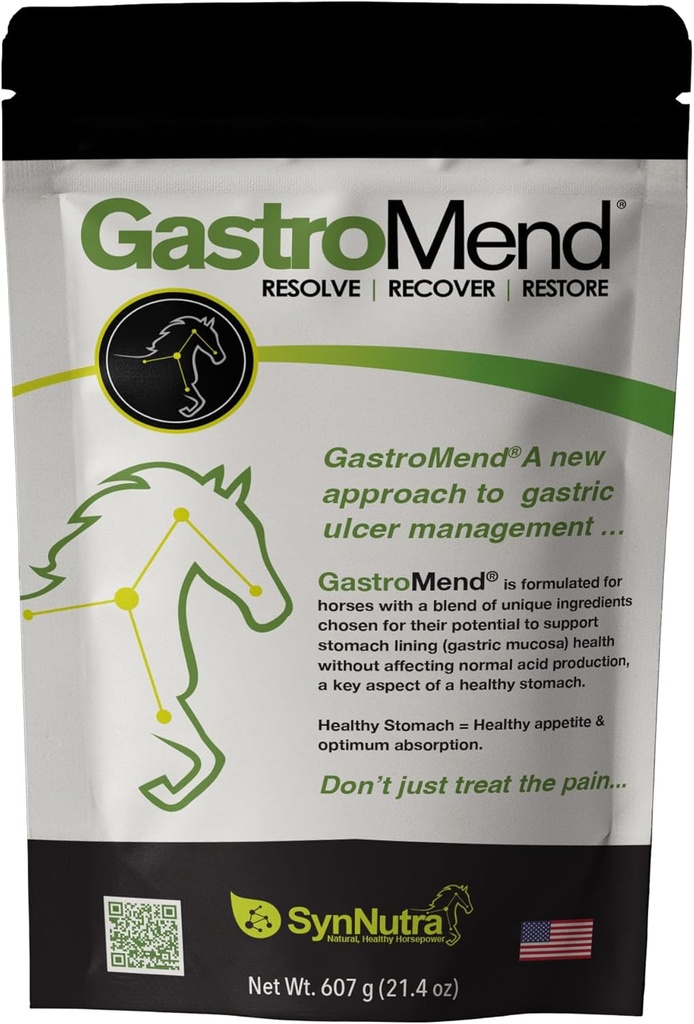 GastroMend® 马的胃肠健康补充剂,100%天然,促进Equines的胃和胃健康,具有成本效益的消化健康,每袋60次服务,美国制造