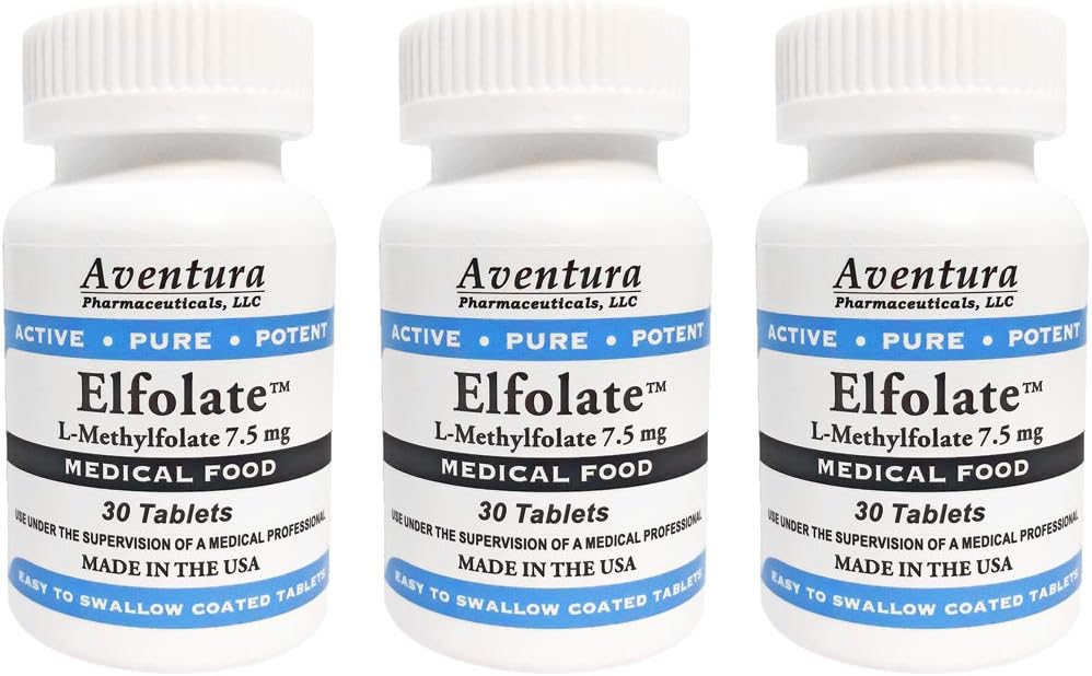 ELFOLATE → 7.5mg 3 Pack L-Methylfolate Methylfolate Methylfolate 医疗食品补充 专业力量 活性纯能剂 30 片