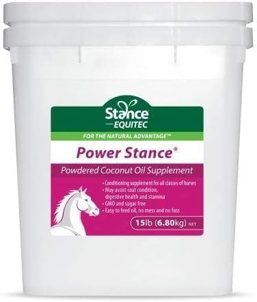 Stance Power Powdered Coconut Oil Horse Supplement - 可能支持 Coat条件,消化卫生和Stamina, GMO & Sugar Free - 15磅