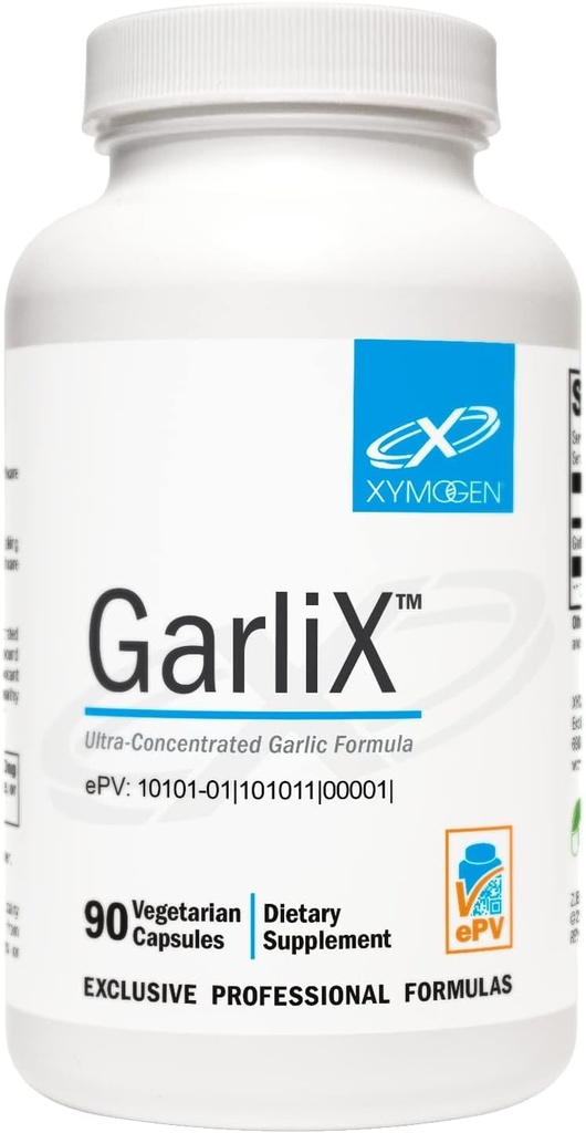 XYMOGEN GARLIX - 配有Allicin + Alliin 的超集中型大蒜补充剂,以支持抗氧化剂活动,心血管+免疫健康(90卡普勒斯)