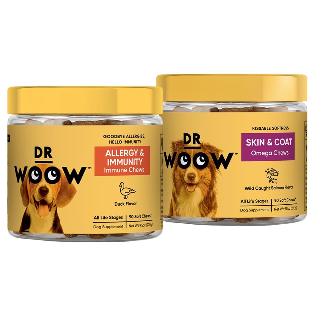 Pre, pro, Post Biotic+ (英语). Salmon Skinhealth Soft Chew Supplement Bundle - 狗维生素,锌,Biotin, Probiotics, Omega 3 Fish Oil, 野生阿拉斯加沙门油, Cure Itchy Skin