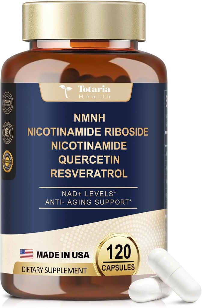 NMNH(Dihydronicotinamide mononucleotide), NMN 含闪光自由的Niacinamide(维生素B3)的 Premium NMN替代补充物, Quercetin, 和 Trans-Resveratrol, 120 Capsules