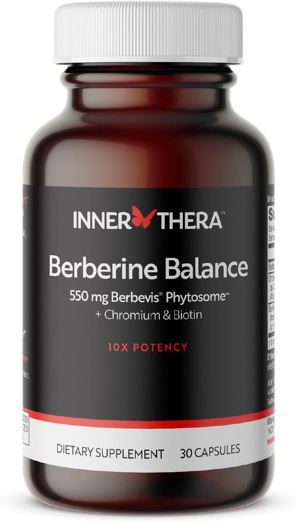Berberine, 550 mg 获得专利的Berbevis Berberine Phytosome Plus Biotin 和 Chromium, 增强吸收, Gluten-Free, Vegan, 30 Vegie Caps