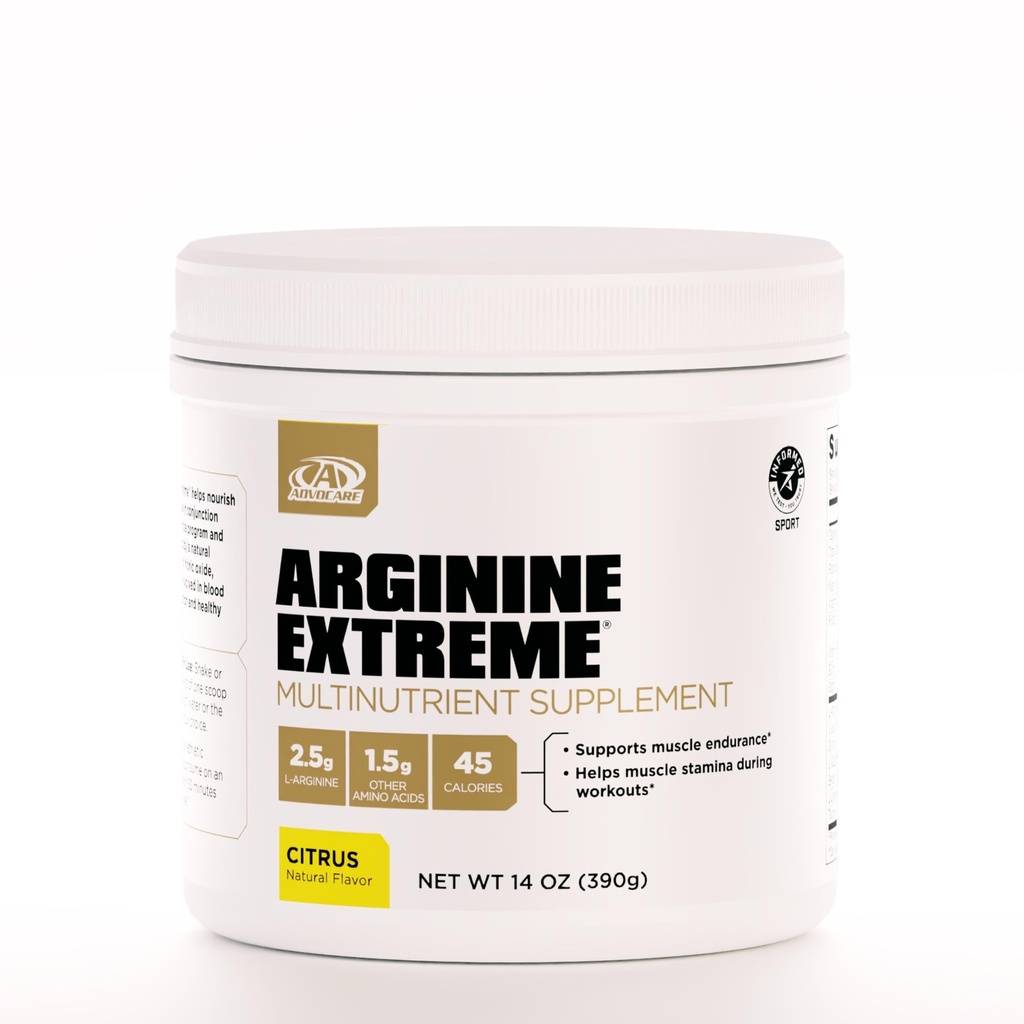 AdvoCare Arginine 极端多营养素补充剂 - 工作前氨基酸补充剂 - 支持Stamina和耐力* - 包括维生素B-12,L-Arginine & More - Citrus, 14 oz