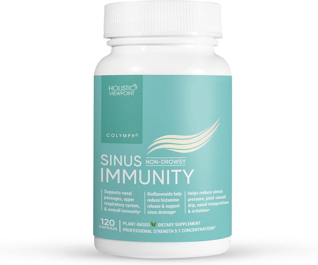 CoLymph® Sinus豁免:配有Quercetin、Bromelain、Berberine、Nettle、自然支持Sinus摄入、压力和刺激、季节性鼻腔和免疫护理的草药补充剂,120维根卡普尔