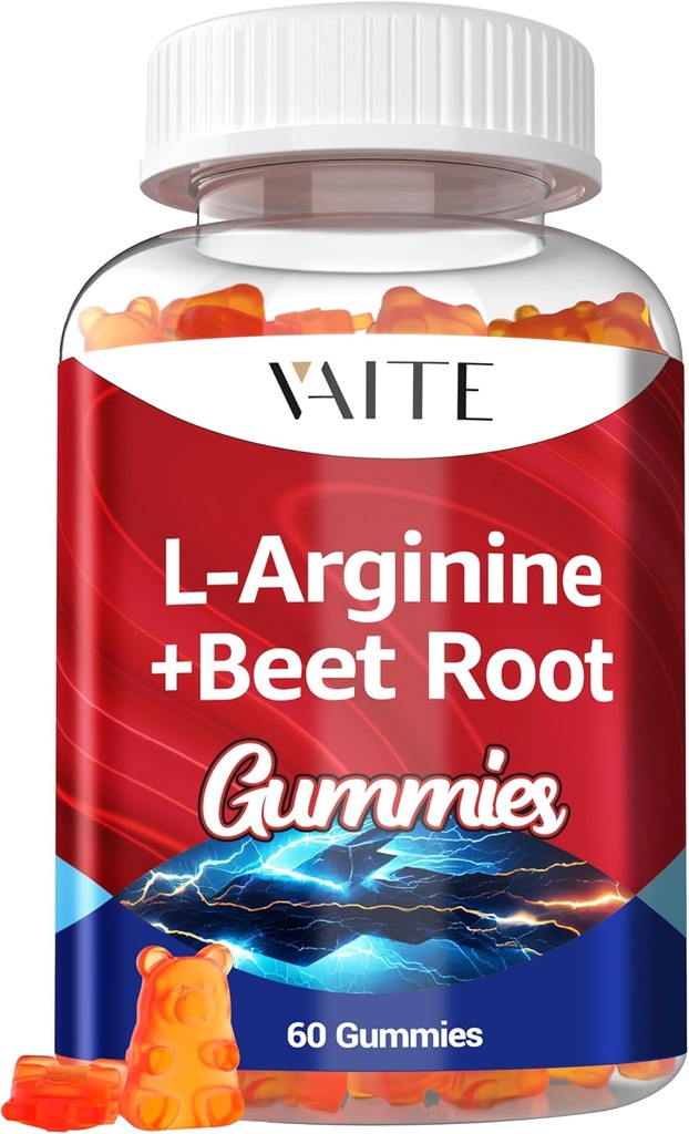 L Arginine 补充 Beet Root Gummys - 双强,能量助力,流通支持和Stamina, 有机烹饪 Beets for Men and Women, Vegen Gummy, 非GMO, 无糖